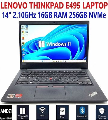 LENOVO THINKPAD E495 LAPTOP AMD RYZEN 5 3500U 14 LENOVO THINKPAD E495 LAPTOP AMD RYZEN 5 3500U 14" 2.10GHz 16GB RAM 256GB NVMe WIN11 PRO WIFI