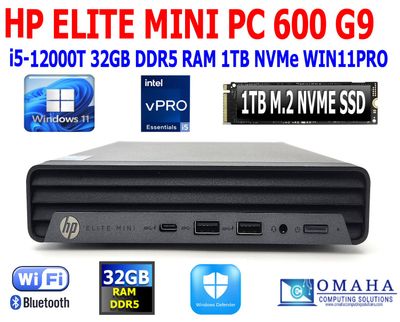 HP ELITE MINI PC 600 G9 i5-12000T 2.0GHz 32GB RAM 1TB NVME SSD WIN 11 PRO WIFI BT EXTRAS HP ELITE MINI PC 600 G9 i5-12000T 2.0GHz 32GB RAM 1TB NVME SSD WIN 11 PRO WIFI BT EXTRAS
