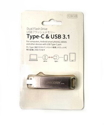 NEW DOLOMY USB C FLASH DRIVE 128GB USB 3.1 TO USB C, 2 IN 1 DURABLE METAL NEW DOLOMY USB C FLASH DRIVE 128GB USB 3.1 TO USB C, 2 IN 1 DURABLE METAL