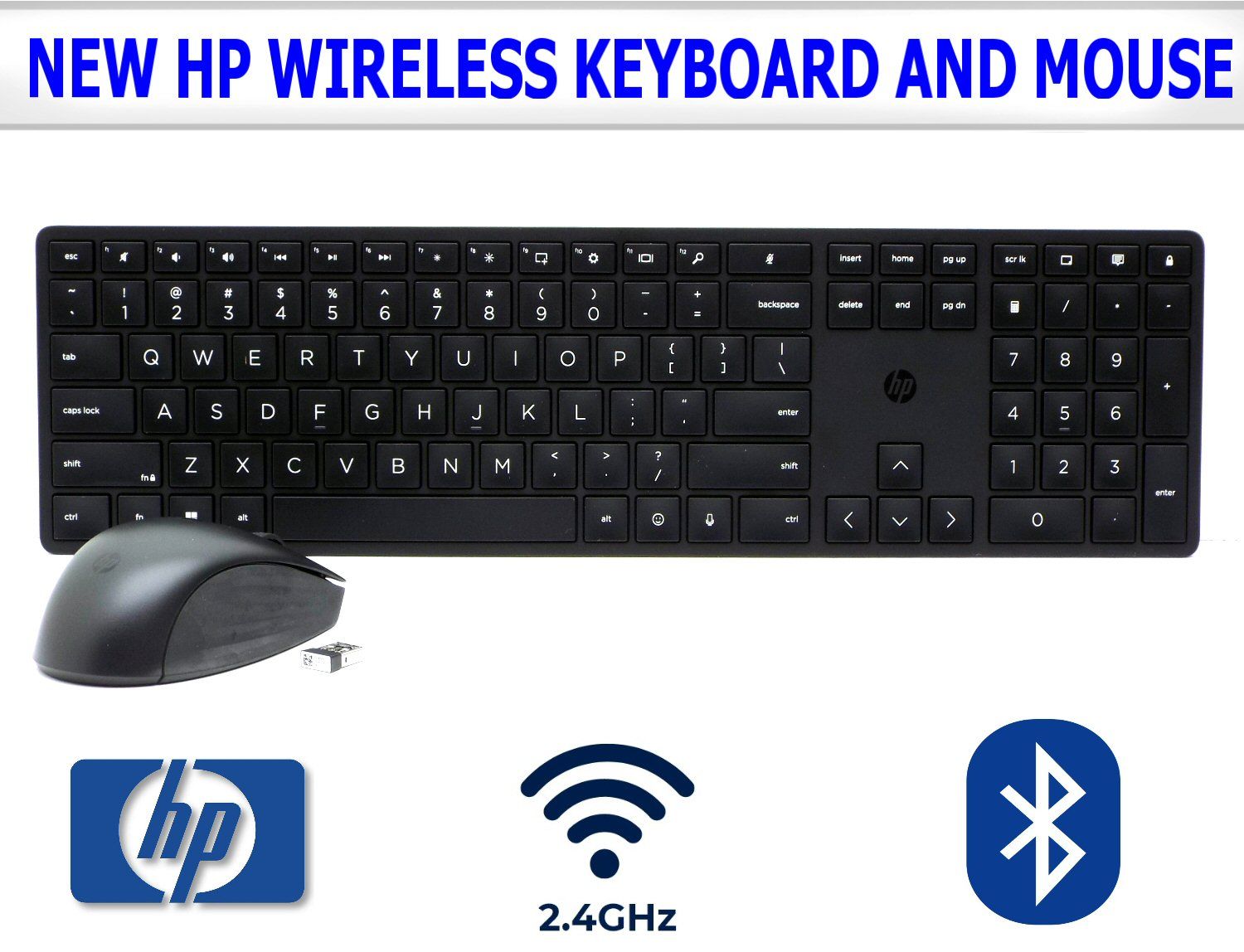 NEW HP 655 WIRELESS KEYBOARD & MOUSE COMBO - 2.4GHz CONNECTION 3 ZONE LAYOUT