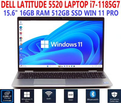 DELL LATITUDE 5520 LAPTOP i7-1185G7 15.6" 16GB RAM 512GB SSD WIN 11 PRO WIFI/BT EXTRAS