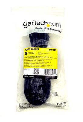 NEW STARTECH 10FT (3M) COMPUTER DUAL POWER CORD, NEMA 5-15P TO 2X IEC 320 C13, 10A 125V, 18AWG.