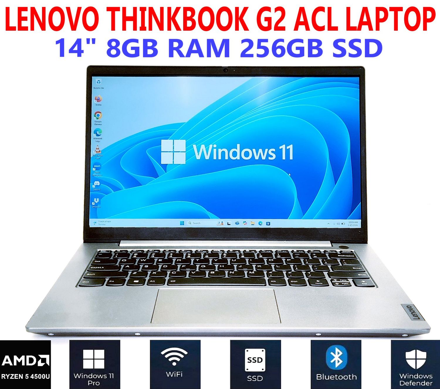 LENOVO THINKBOOK G2 ACL 14 LENOVO THINKBOOK G2 ACL 14" LAPTOP AMD RYZEN 5 4500U 2.30GHz 8GB RAM 256GB SSD WIFI/BT W11PRO EXTRAS