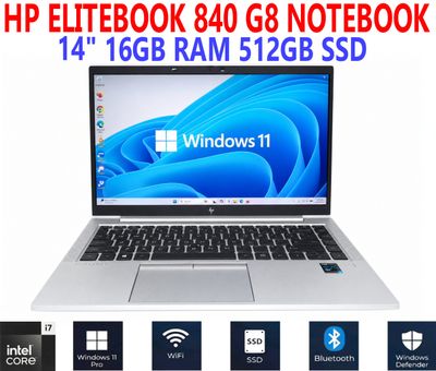 HP ELITEBOOK 840 G8 NOTEBOOK 14"  i7-1145G7 2.80GHz 14" 16GB RAM 512GB SSD WIFI/BT WIN11 PRO EXTRAS