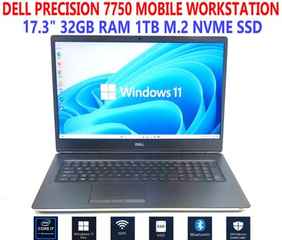 DELL PRECISION 7750 MOBILE WORKSTATION i7-10850H 2.60GHz 32GB RAM 1TB M.2 NVME SSD WiFi/BT 17.3" W11PRO EXTRAS