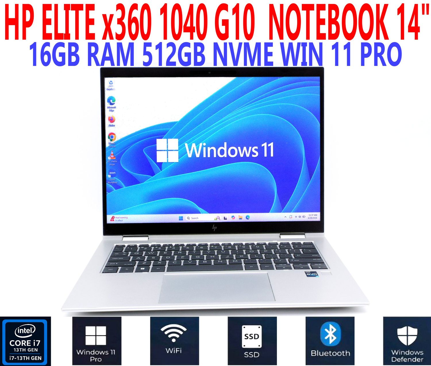 HP ELITE x360 1040 G10 NOTEBOOK 14 HP ELITE x360 1040 G10 NOTEBOOK 14" i7-1355U 1.70GHz 16GB RAM 512GB NVME WIN 11 PRO WIFI/BT EXTRAS