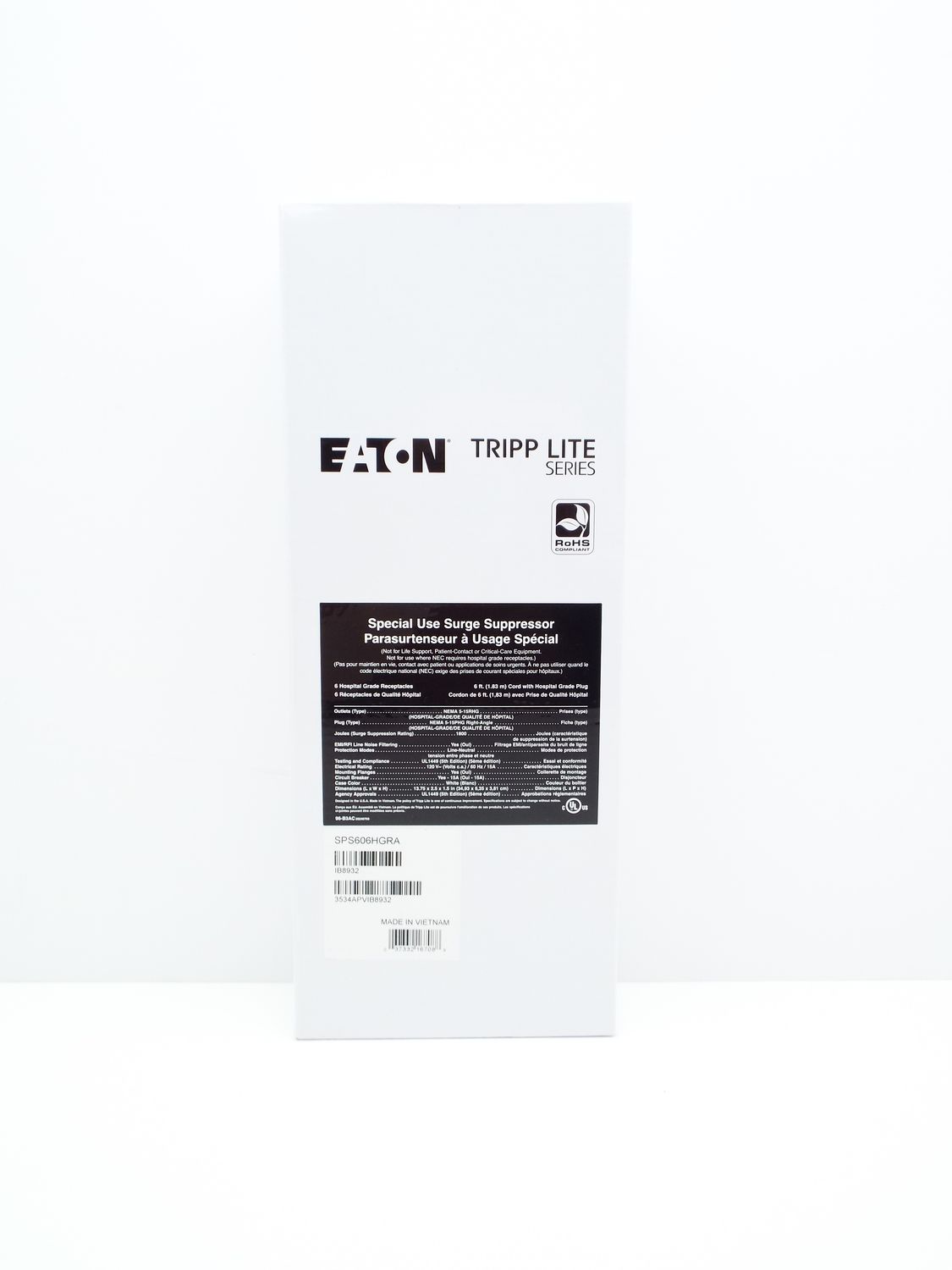 NEW EATON TRIPP LITE 6 OUTLET HOSPITAL GRADE SURGE PROTECTOR 6FT CORD 1050 JOULES UL 1363