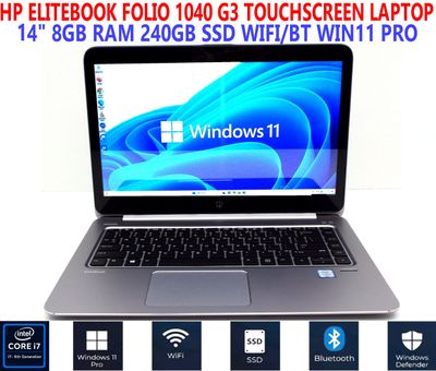 HP ELITEBOOK FOLIO 1040 G3 TOUCHSCREEN LAPTOP I7-6500U 2.50GHz 8GB RAM 240GB SSD WIFI/BT WIN11 PRO HP ELITEBOOK FOLIO 1040 G3 TOUCHSCREEN LAPTOP I7-6500U 2.50GHz 8GB RAM 240GB SSD WIFI/BT WIN11 PRO