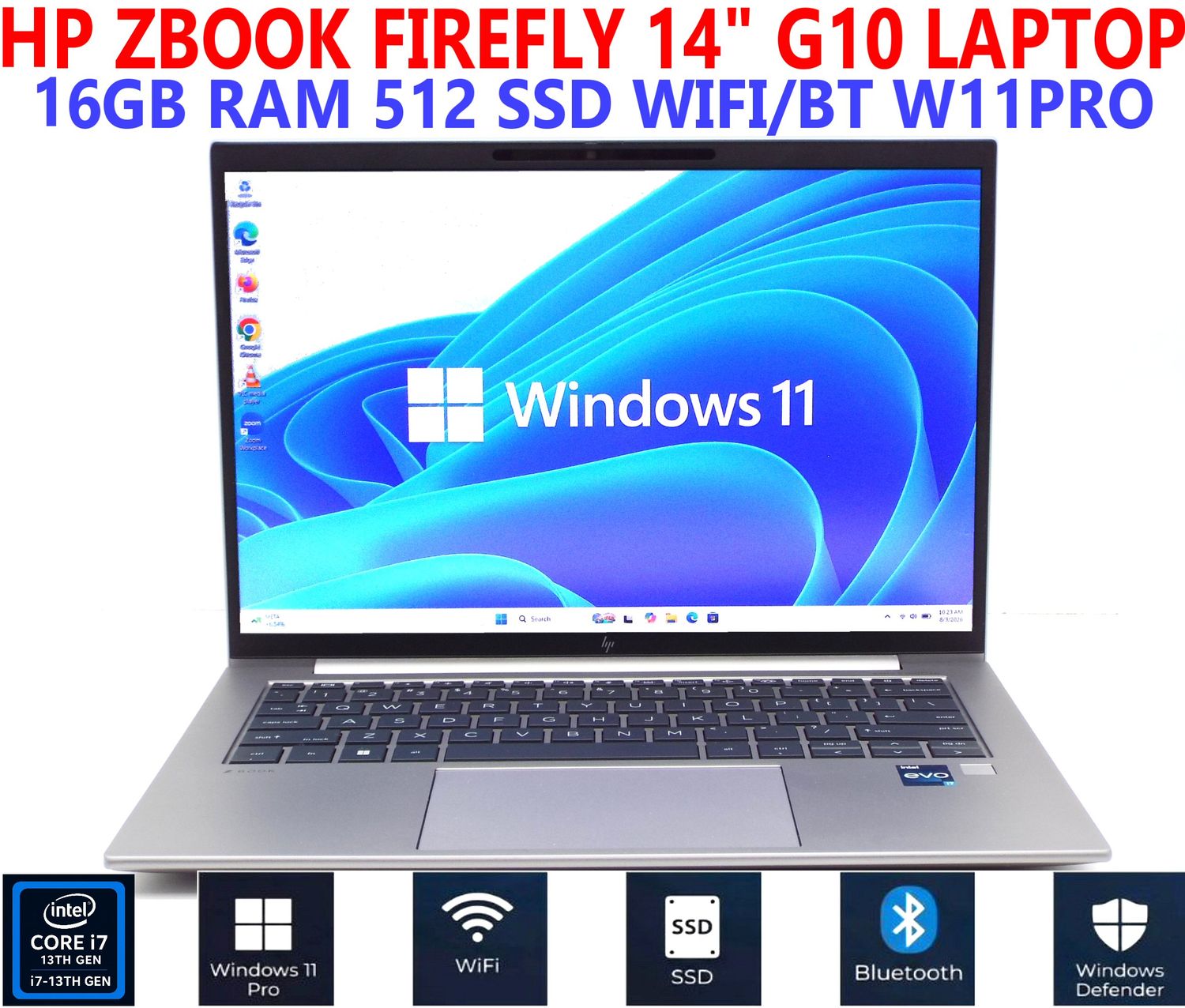 HP ZBOOK FIREFLY 14" G10 LAPTOP i7-1360P 2.2Ghz 16GB RAM 512 SSD WIFI/BT EXTRAS