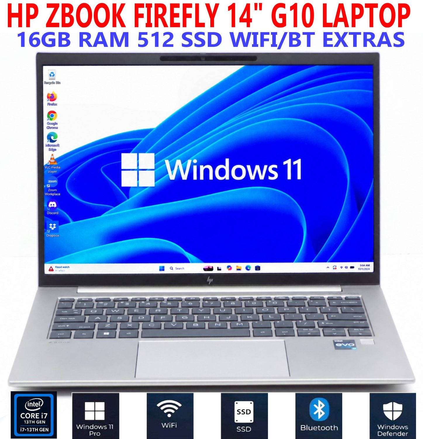 HP ZBOOK FIREFLY 14" G10 MOBILE WORKSTATION i7-1360P 2.2Ghz 16GB RAM 512 SSD WIFI/BT EXTRAS