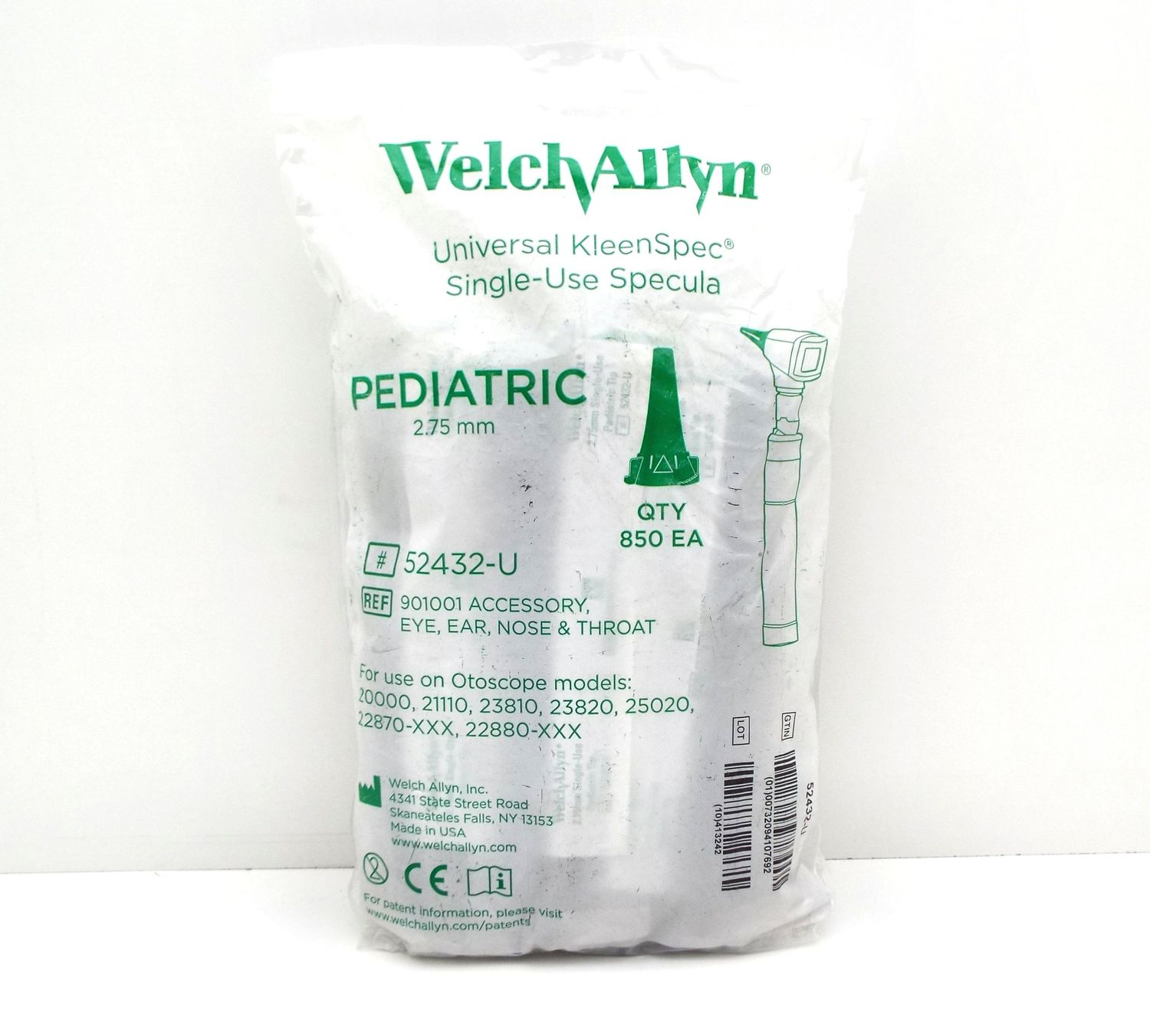 NEW WELCH ALLYN 52432-U KLEENSPEC PEDIATRIC 2.75MM OTOSCOPE SPECULA 850 COUNT NEW WELCH ALLYN 52432-U KLEENSPEC PEDIATRIC 2.75MM OTOSCOPE SPECULA 850 COUNT