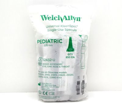 NEW WELCH ALLYN 52432-U KLEENSPEC PEDIATRIC 2.75MM OTOSCOPE SPECULA 850 COUNT NEW WELCH ALLYN 52432-U KLEENSPEC PEDIATRIC 2.75MM OTOSCOPE SPECULA 850 COUNT
