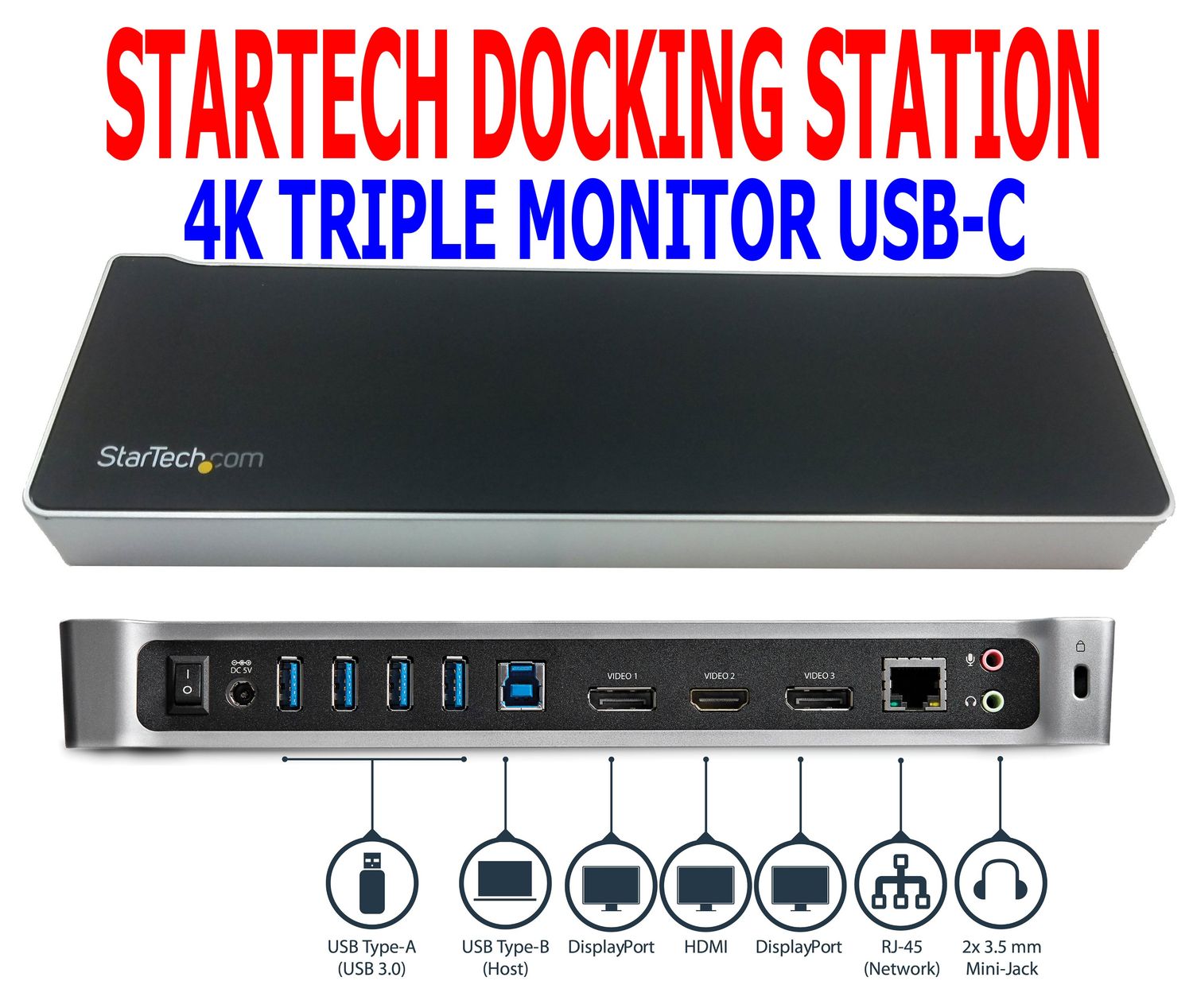 NEW STARTECH TRIPLE 4K MONITOR USB-C DOCKING STATION FOR LAPTOPS DK30CH2DEP SEALED BOX