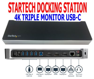 NEW STARTECH TRIPLE 4K MONITOR USB-C DOCKING STATION FOR LAPTOPS DK30CH2DEP SEALED BOX