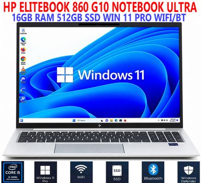 HP ELITEBOOK 860 G10 NOTEBOOK 16" ULTRA i5-1345U 1.60GHz 16GB RAM 512GB SSD WIN 11 PRO WIFI/BT EXTRAS