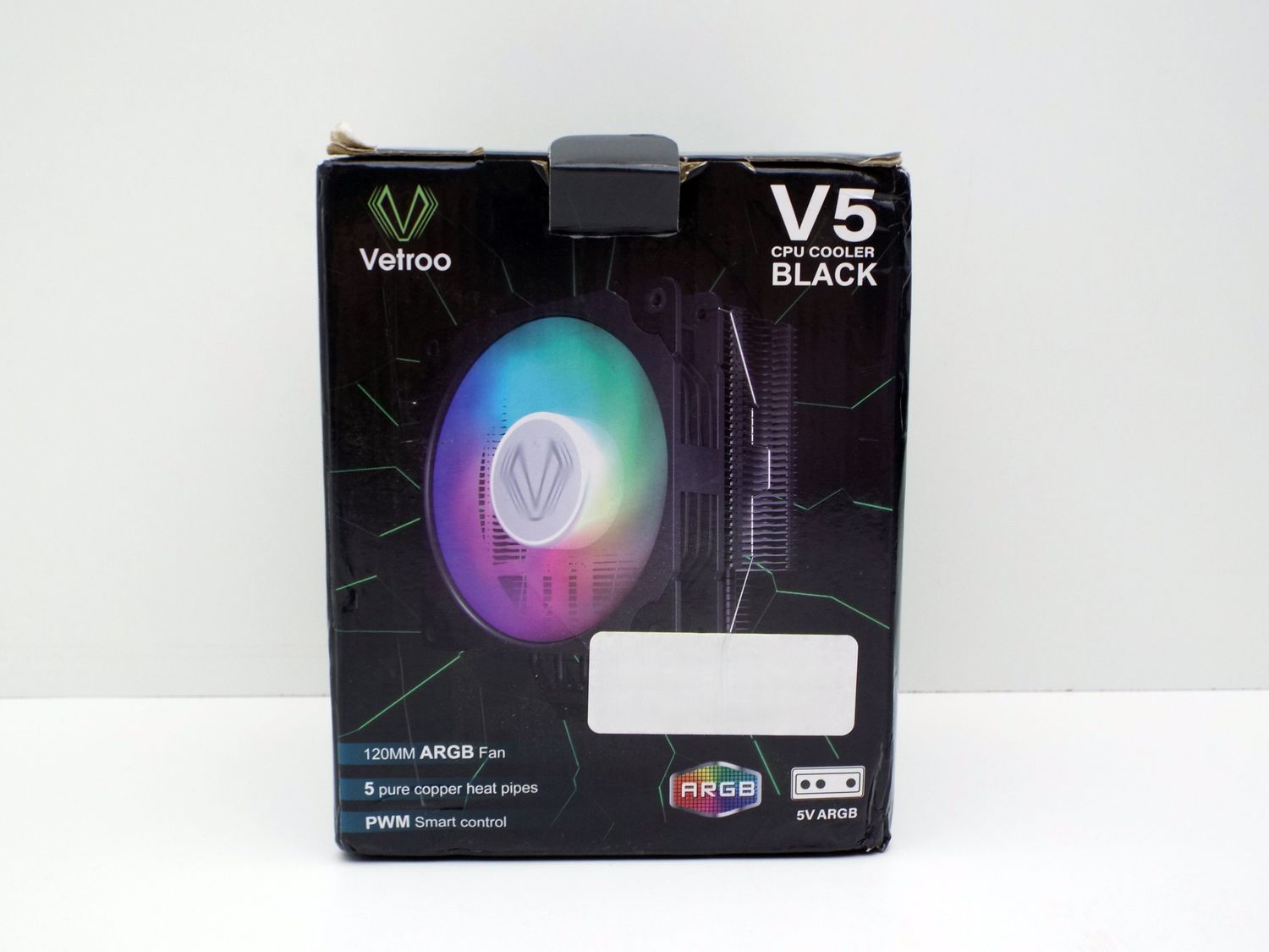 NEW VETROO V5 BLACK CPU COOLER – 120MM ARGB FAN, 5 HEAT PIPES OPEN BOX