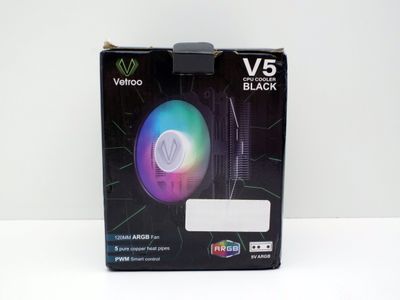 NEW VETROO V5 BLACK CPU COOLER – 120MM ARGB FAN, 5 HEAT PIPES OPEN BOX