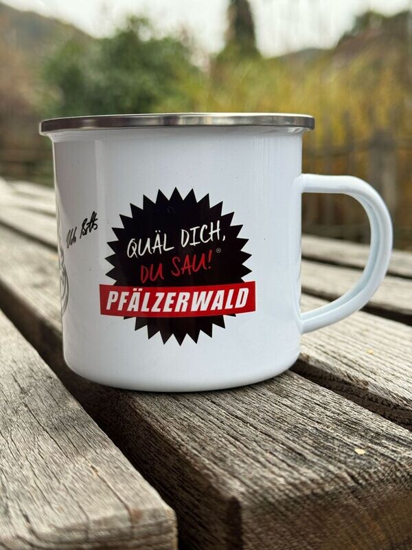 Blechtasse mit silbernem Rand Blechtasse mit silbernem Rand
