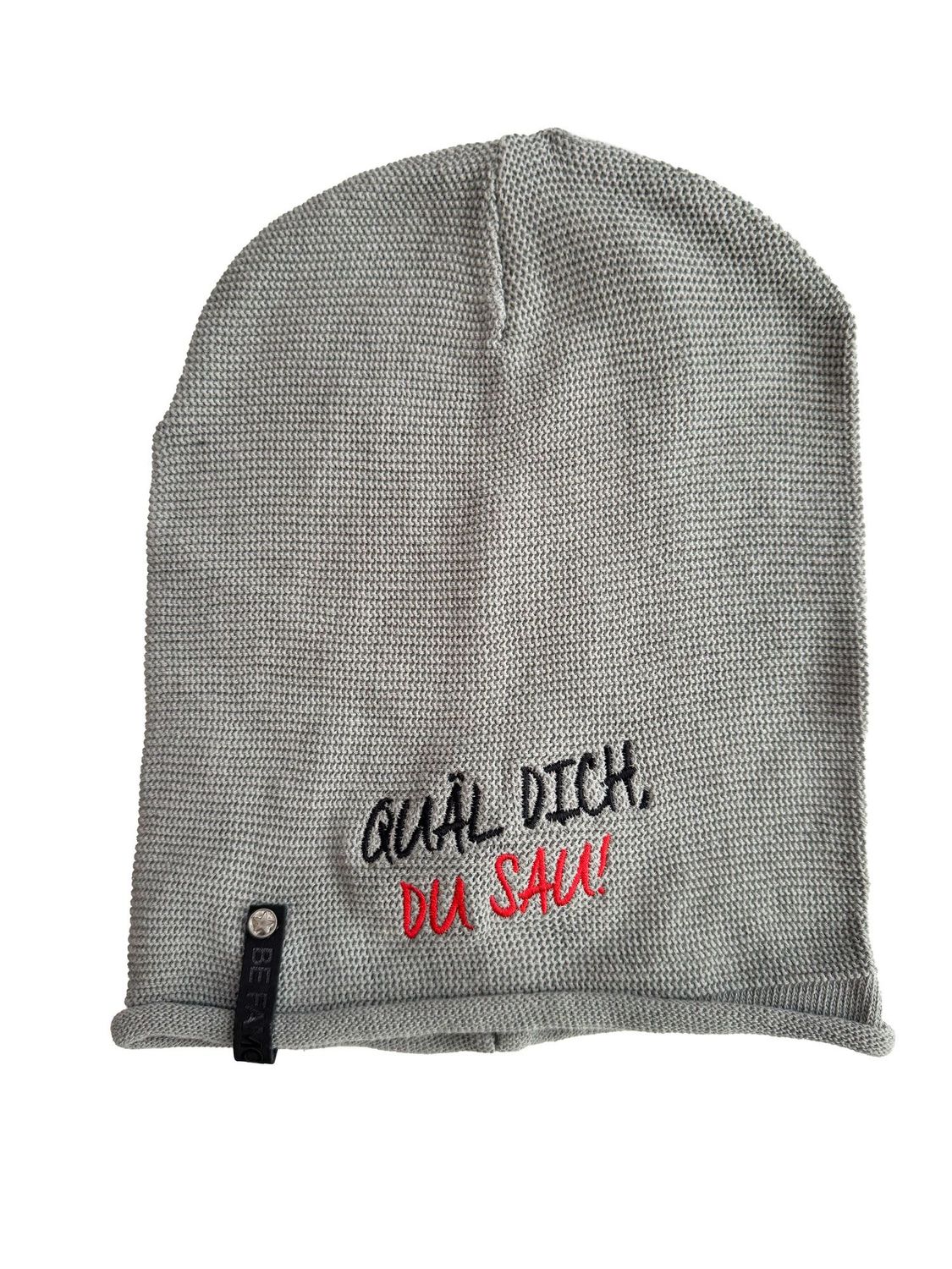 Mütze Quäl dich, du Sau hellgrau