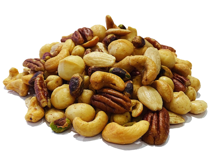 Luxe gemende noten gebrand met zout