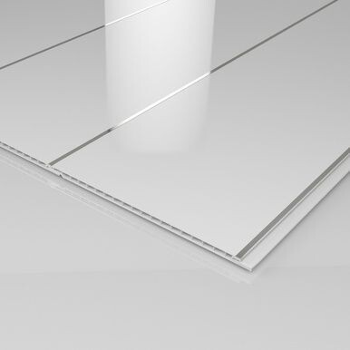 White Gloss Single Chrome Ceiling Panels