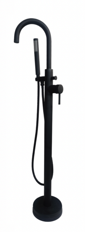 Round Freestanding Bath Shower Tap - Black