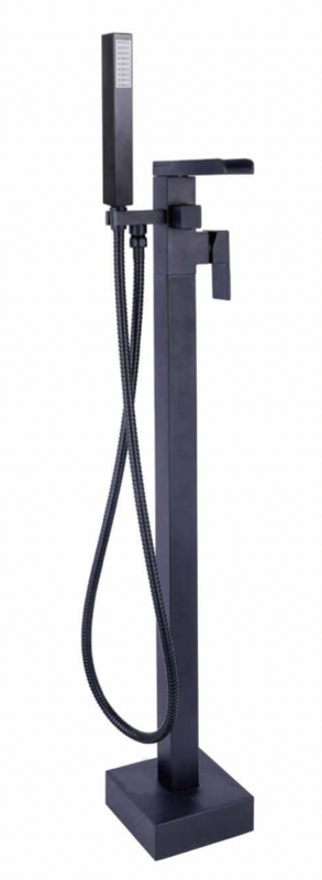Square Freestanding Bath Shower Tap - Black