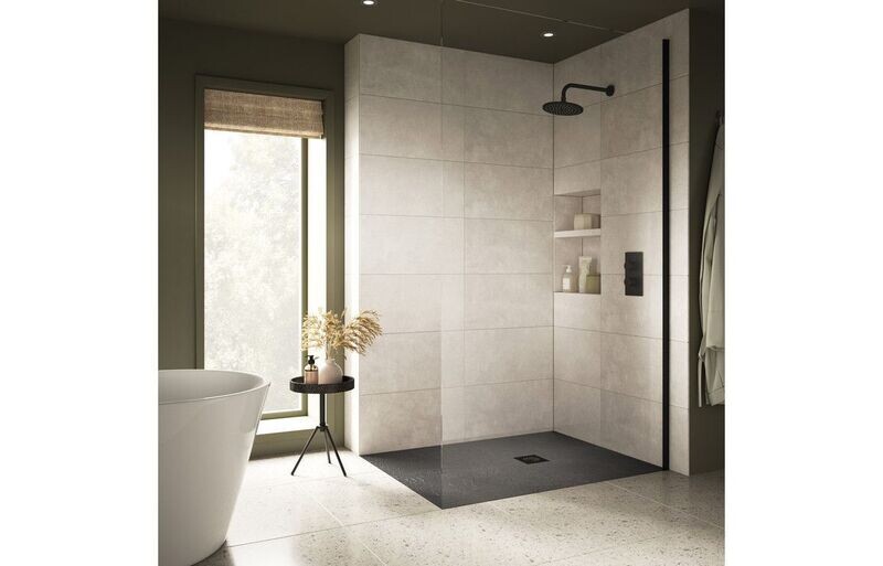 25mm Slate Effect Ultra-Slim Rectangular Tray & Waste - (800mm Depth)
