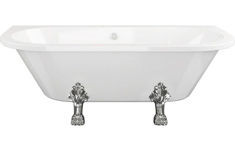 Fincham Freestanding Back To Wall 1700x800x600mm 2TH Bath w/Feet - White