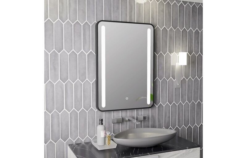 Fronted 500x700mm Rounded Front-Lit LED Mirror - Black