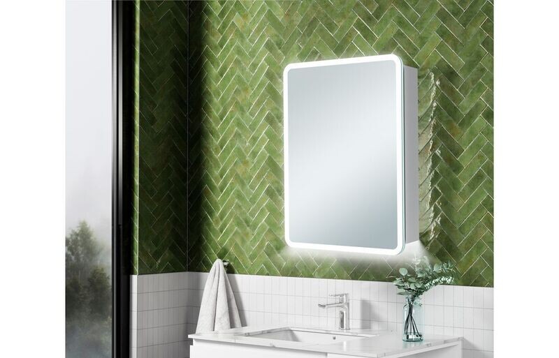 Akora 500mm 1 Door LED Mirrored Cabinet