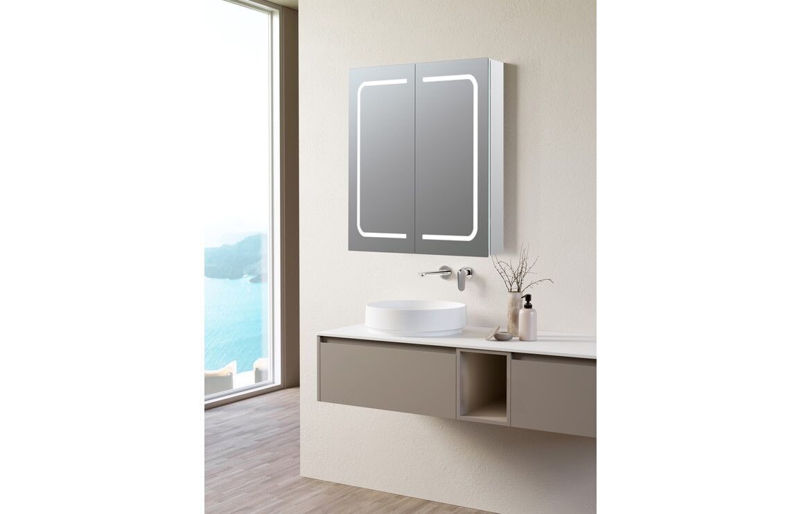 Rika 600mm 2 Door Front-Lit LED Mirror Cabinet