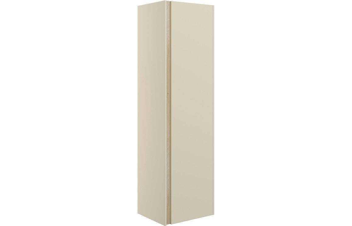 Shadow 350mm Wall Hung 1 Door Tall Unit - Matt Cotton & Oak Effect