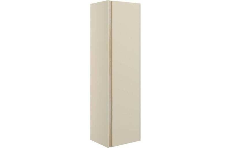 Shadow 350mm Wall Hung 1 Door Tall Unit - Matt Cotton & Oak Effect
