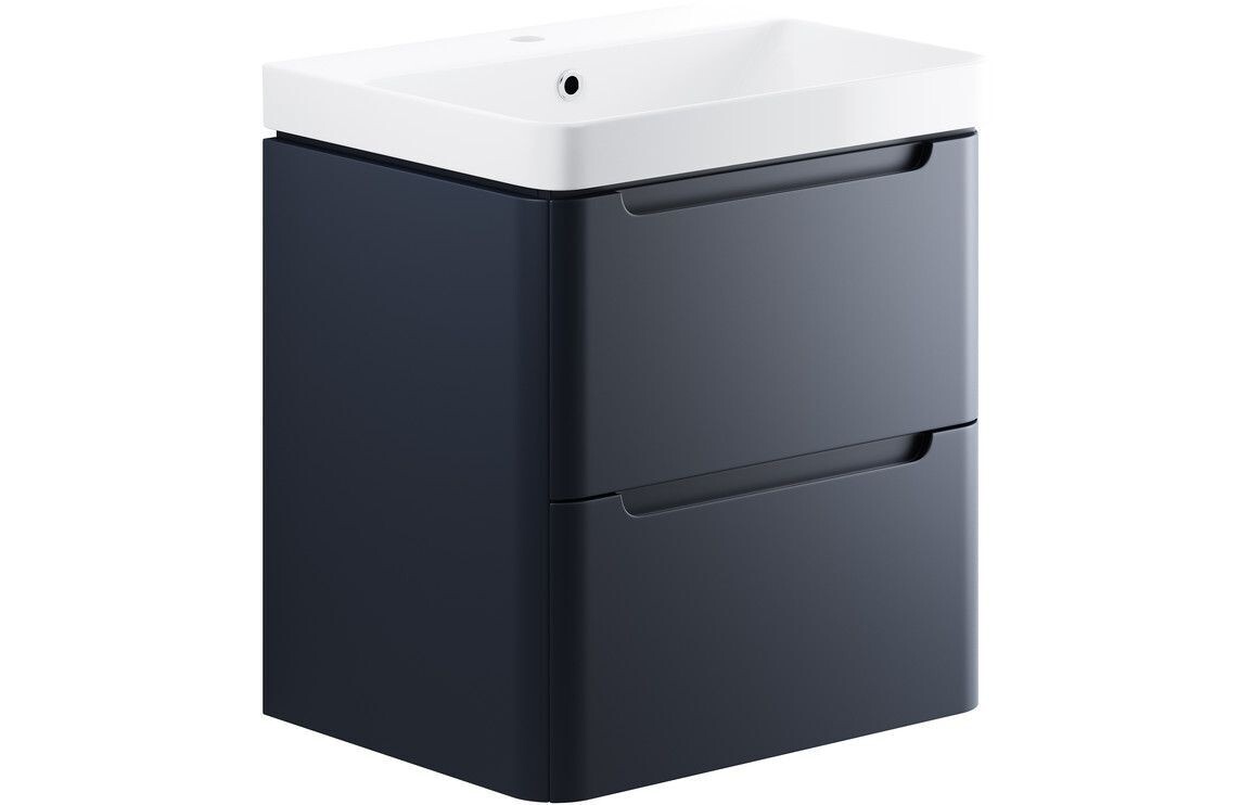 Flambra 2 Drawer Wall Hung Basin Unit - Matt Indigo Blue
