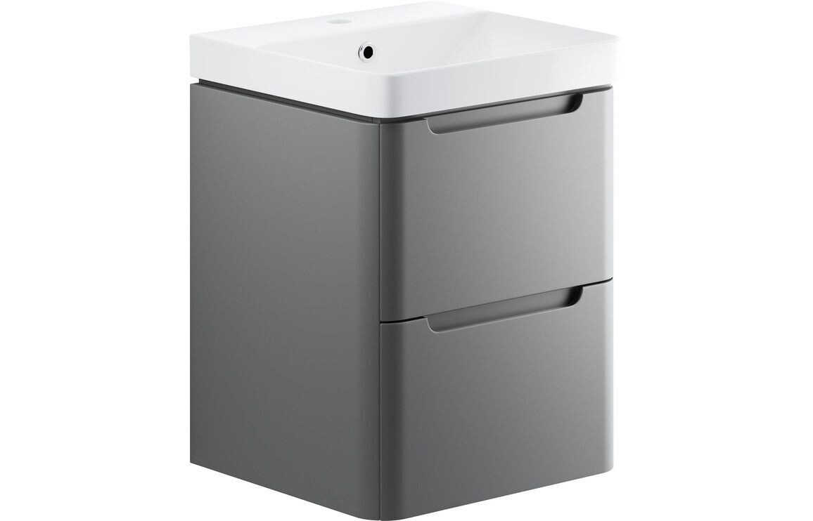 Flambra 2 Drawer Wall Hung Basin Unit - Matt Grey