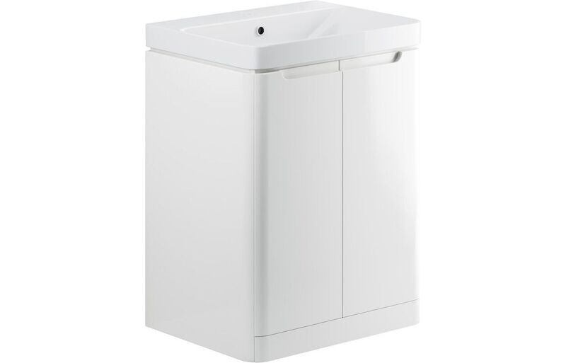 Flambra 2 Door Floor Standing  Basin Unit - White Gloss
