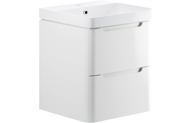 Flambra 2 Drawer Wall Hung Basin Unit - White Gloss