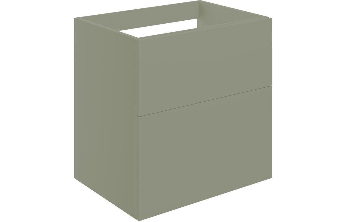 Stately 590mm Wall Hung 2 Drawer Basin Unit (No Top) - Matt Olive Green
