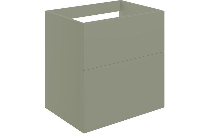 Stately 590mm Wall Hung 2 Drawer Basin Unit (No Top) - Matt Olive Green