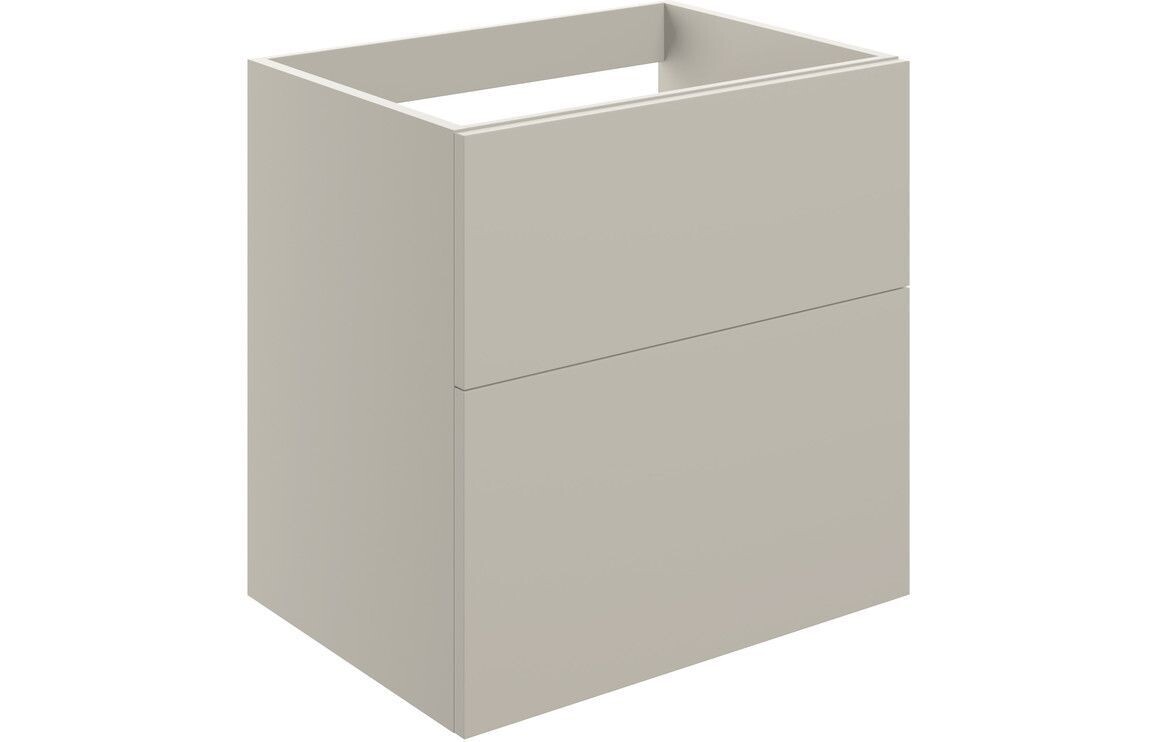 Stately 590mm Wall Hung 2 Drawer Basin Unit (No Top) - Matt Latte