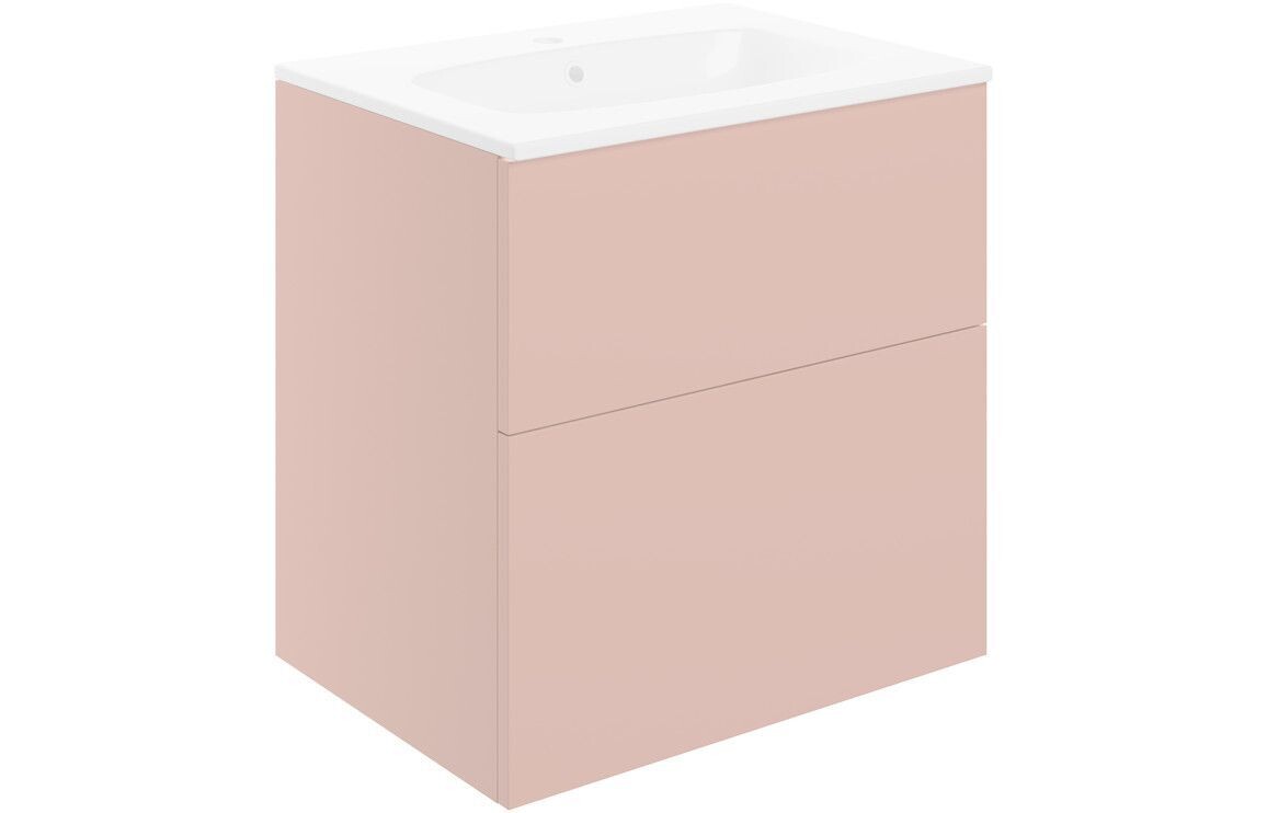 Stately 615mm Wall Hung 2 Drawer Basin Unit & Basin - Matt Antique Rose