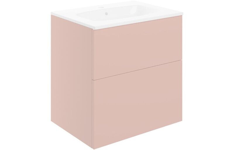Stately 615mm Wall Hung 2 Drawer Basin Unit & Basin - Matt Antique Rose