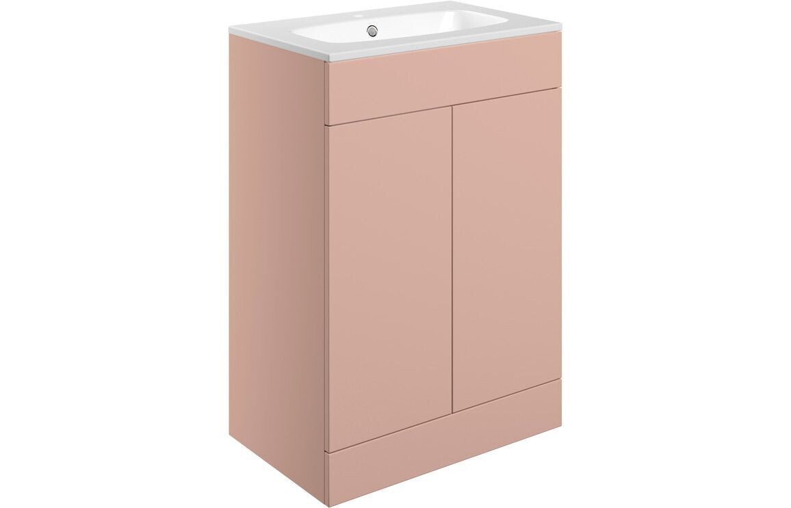 Stately 615mm Floor Standing 2 Door Basin Unit & Basin - Matt Antique Rose