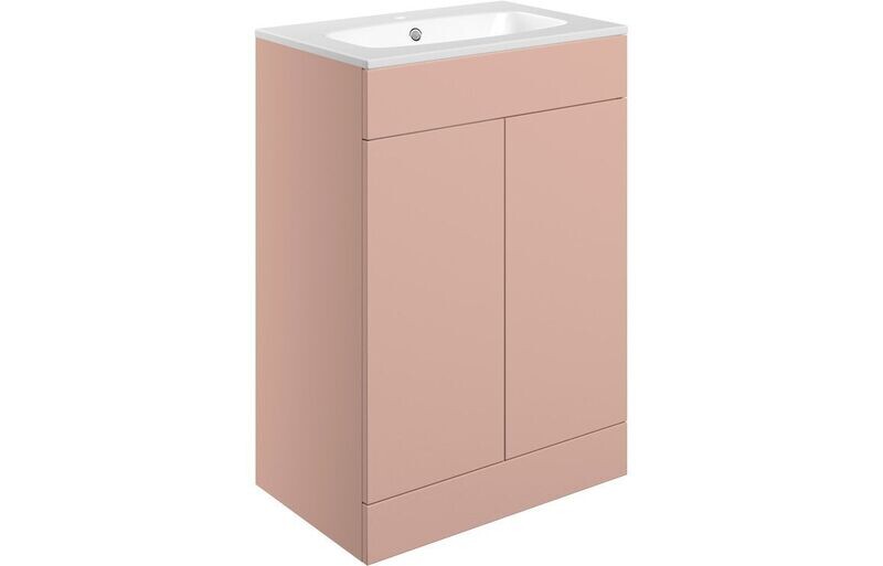 Stately 615mm Floor Standing 2 Door Basin Unit & Basin - Matt Antique Rose