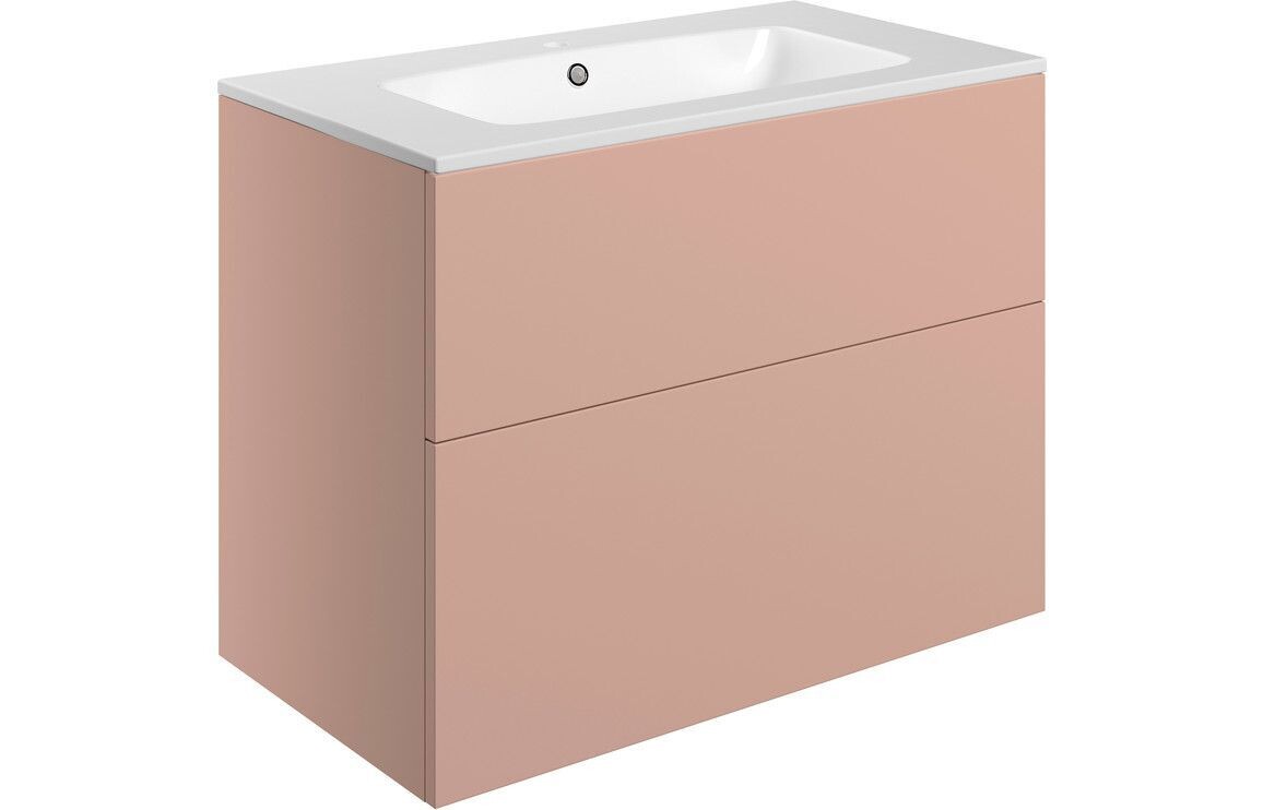 Stately 815mm Wall Hung 2 Drawer Basin Unit & Basin - Matt Antique Rose