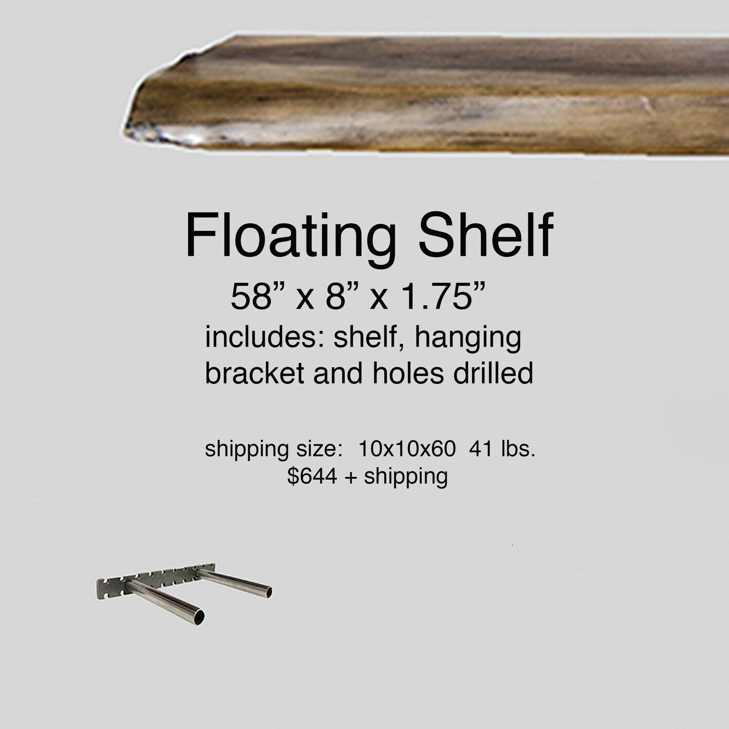 Floating Shelf 58" x 8" x 1.75-2"