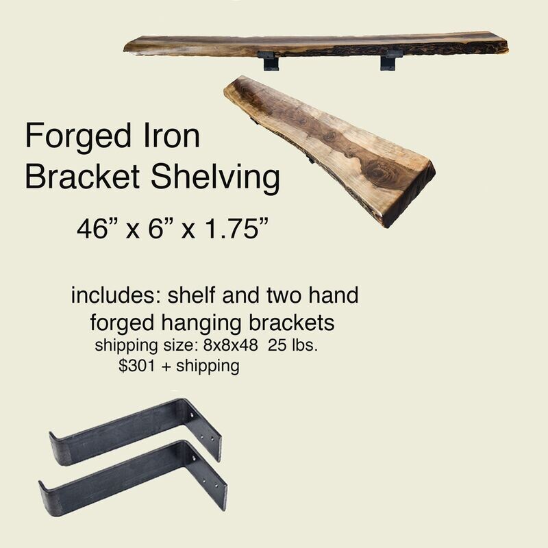 Shelving with Forged Iron Brackets  46" x 6" x 1.75-2"