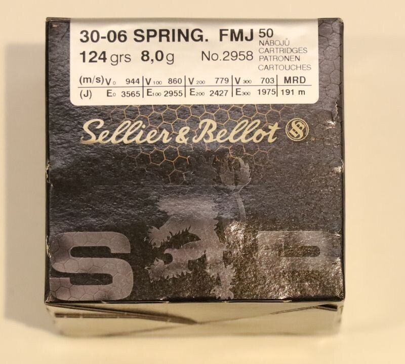 Kaliber: 30-06 Spring.  | Hersteller: Sellier & Bellot  | Geschoss: 124 gr FMJ | 50 Schuss