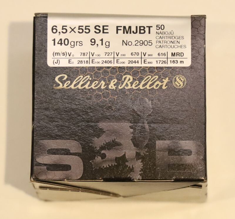 Kaliber: 6,5x55 SE | Hersteller: Sellier & Bellot | Geschoss: 140 gr FMJBT | 50 Schuss